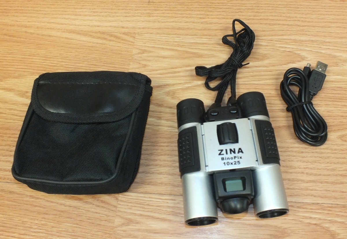 Genuine Zina BinoPix 10x25 Binoculars With Digital Camera + USB