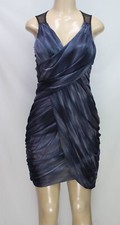 Cynthia Steffe Tie Dye Bodycon Dress Sleeveless Blue Gray  W/ Black Mesh Size 2