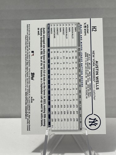 π₯ AUSTIN WELLS N.Y. YANKEES * 2024 Topps Holiday Mega - HOLIDAY ROOKIE π₯ - Picture 3 of 3