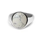 Howlite Gemstone 925 Silver Turkish Handmade Mens Signet Rings Jewelry M038