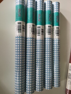 X5 Vintage New Encore Wallpaper Vinyl BLUE CHECKERED Pattern SEALED N.O.S