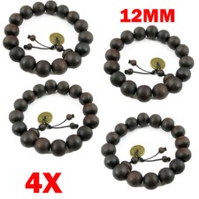 4PC 12MM Wooden Men's Buddha Buddhist Prayer Beads Tibet For Mala Bracelet HOT