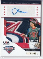 2019 Panini Stars & Stripes USA DREW ROMO Silhouettes AUTO RC Logo Patch RPA 1/3