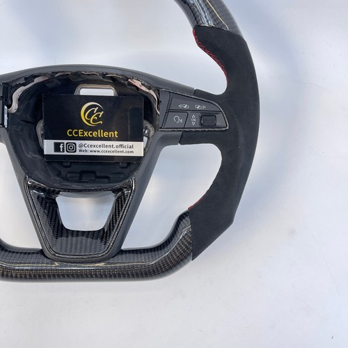 For Seat Leon Mk3 FR Cupra Ibiza Ateca 2014-2020 Carbon Alcantara Steering Wheel - Picture 8 of 9