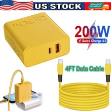 200W Max USB-C Fast Wall Charger Block 4FT Type-C Cable For All Cell Phone iPad