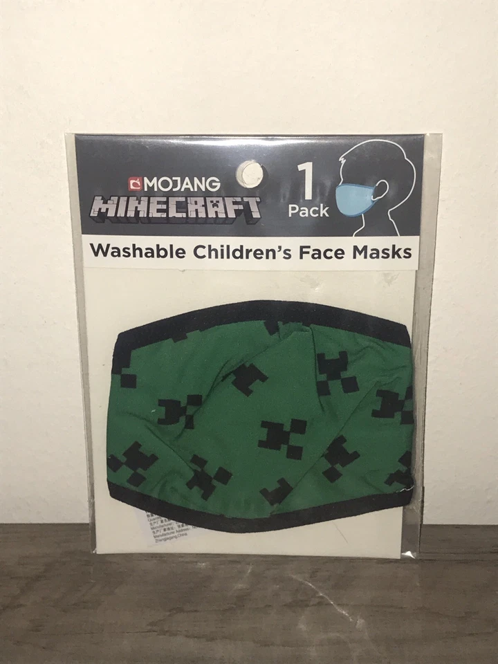 Paquete de 2 máscaras faciales Minecraft para niños jóvenes, tela elástica reutilizable lavable Foto 2 de 3