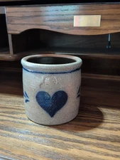 Rowe Pottery Works Vintage Handmade 1988, Salt Glazed Stonewear, Cobalt Blue