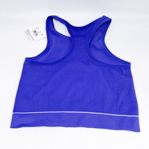 Hanes Originals Women's Seamless Rib Crop Bralette Blue Size Small - Picture 3 of 5