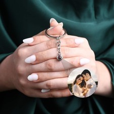 Personalized Bubble Photo Projection Keychain Custom Picture Keyring Gift