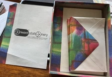 Vintage Onward Stationery set Vivid Rainbow Tie Dye Paper Envelopes in Box USA