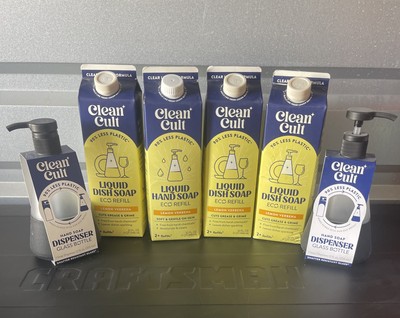 Cleancult Dish Soap Liquid Refill 32oz 4 Pack Plant Based Cleaning 2 Dispensers