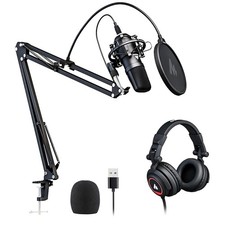 Professional USB Condenser Microphone with Studio Headphones