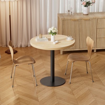 Esstisch Runder Esstisch 80 cm, Moderner Küchentisch aus Holz mit Metallfuß
