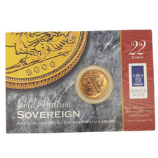 2000 Royal Mint Proof Sovereign Coin 7.98g 22ct Gold Coin Bullion Sealed Pack