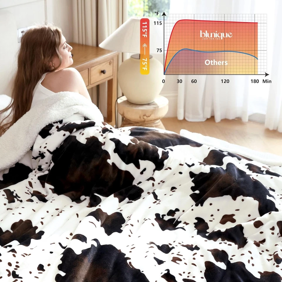 Manta térmica de franela 10 niveles de calor calefacción rápida protección contra sobrecalentamiento lavable Foto 4 de 4