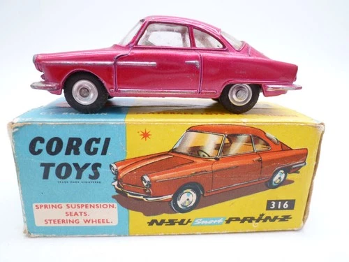 VINTAGE CORGI TOYS 316 NSU SPORT PRINZ IN ORIGINAL BOX 1963-66