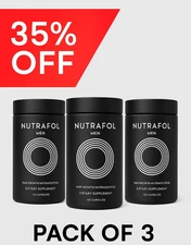 3 Pack Men’s Hair Growth Supplement 360 Capsules Glass Bottles Exp 10/2026