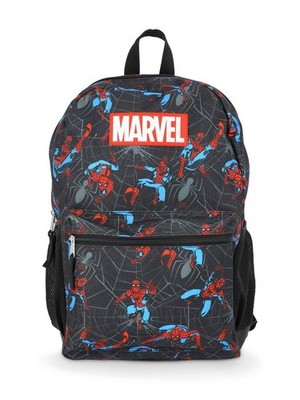 Marvel Spider-Man 17'' Backpack For Boys Black Blue And Red