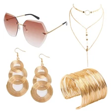 Fumwase 4 Piece 70s Disco Accessories for Party Halloween Cosplay 70s Disco C...