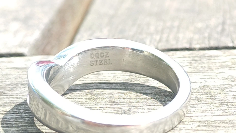 Diamonique Stainless Steel Ring Cubic Zirconia Wishbone Half Eternity Size M - Image 4 of 4