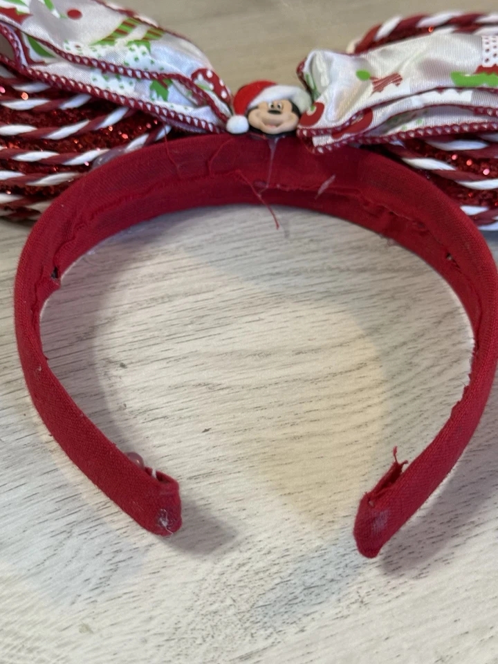 Diadema de oreja Mickey Mouse “CANDYCANE” verde rojo brillante arco MICKEY MOUSE Foto 3 de 4