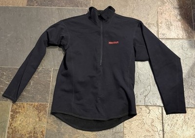 Marmot Mens Black Polartec Fleece 1/4 Quarter Zip Longsleeve Sweatshirt Size L