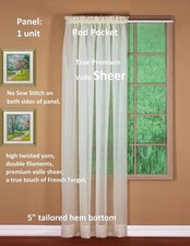 Voile Sheer Curtain Panel Emelia Original Ecru 60" W x 63" L Simple Elegant NEW