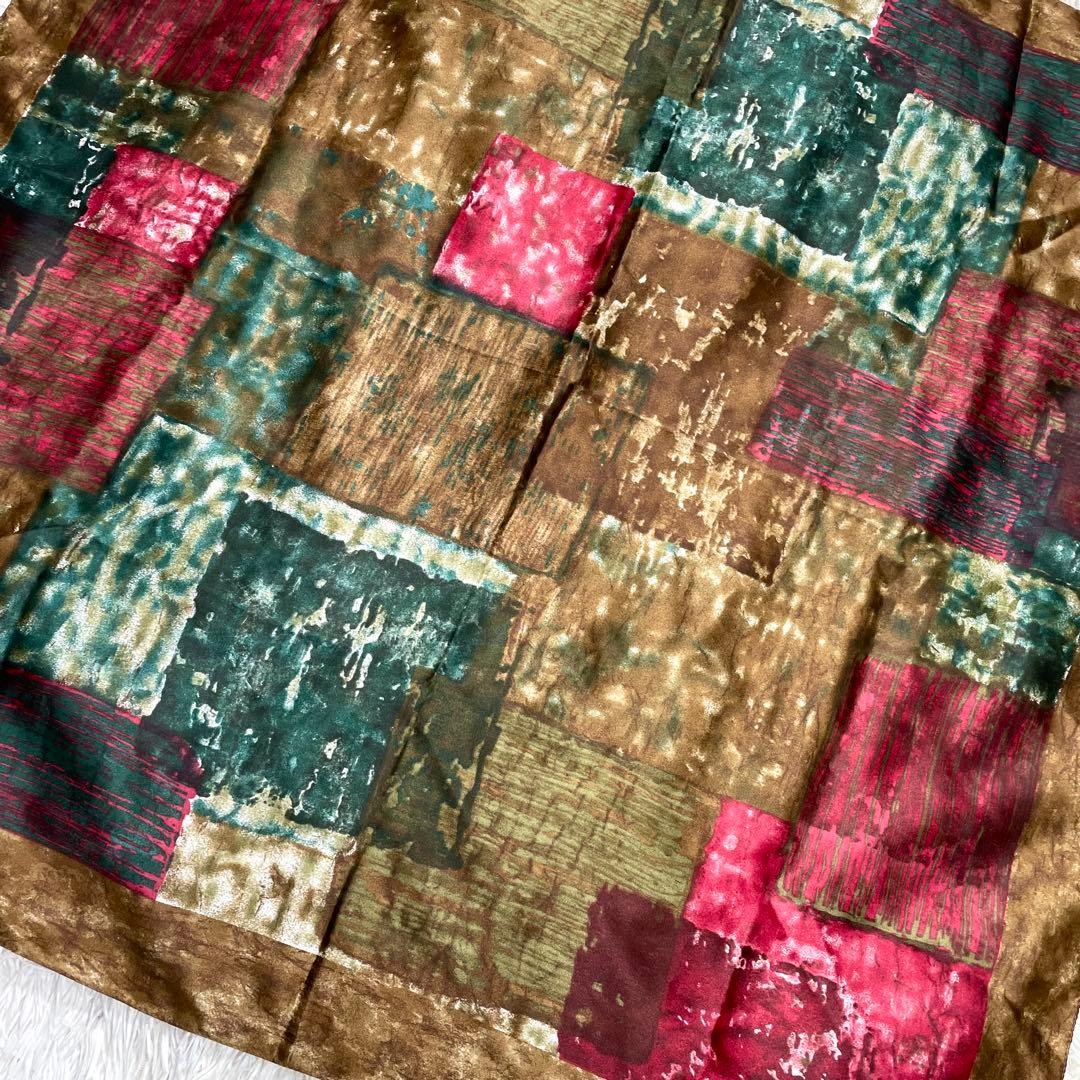 Large Pattern Silk Scarf 87x88cm Patchwork Fashio… - image 6