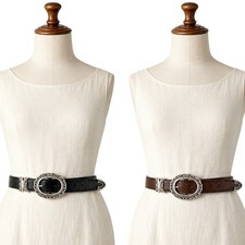 Vintage 90s Brighton Reversible Black Brown Croc Leather Belt XL 36300