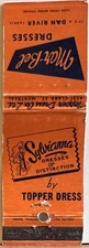 Topper Dress Company Ltd Montreal Canada Vintage Mar-Bel Dresses Matchbook Cover