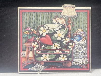 VTG 1998 Mary Engelbreit Refrigerator Magnet Home Is Where The Heart Is Cat