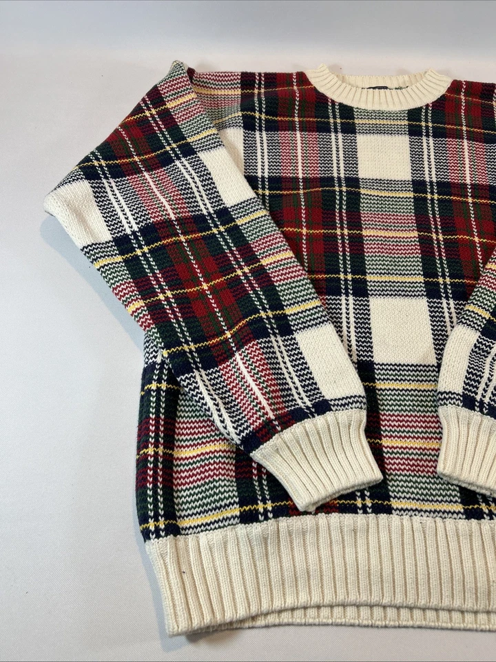 Suéter Tommy Hilfiger Para Hombre Mediano Algodón Bloque de Color Cuadros Cosby De Colección Foto 2 de 4