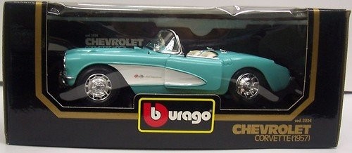 Burago 1/18 Scale diecast - 3024 Chevrolet Corvette 1957 silver / red - Picture 4 of 4