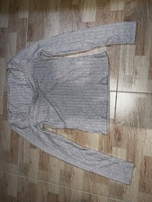 Gray Square Neck Long Sleeve Knit Women's T-Shirt