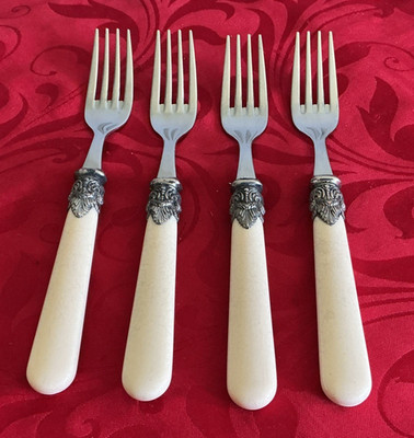 EME 18/10 stainless Napoleon Ivory lot of 4 dinner forks 7 7/8'' Italy EUC