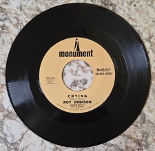1961 Roy Orbison - Crying & Candy Man - Mounment - 45 Record - Mn45-517