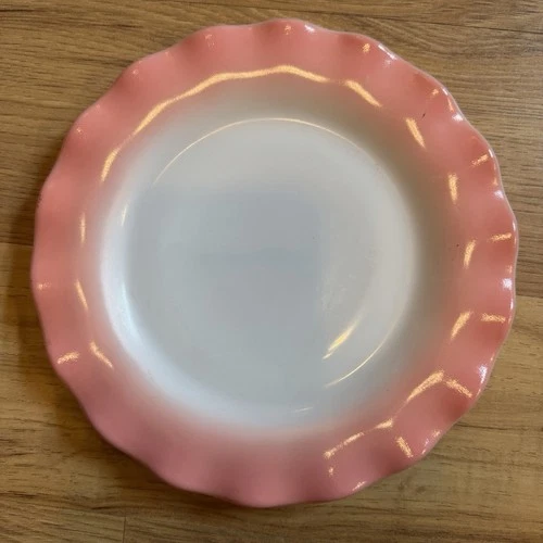 Vintage Crinoline Pink Saucer Hazel Atlas Ruffled Milk Glass 7 7/8” Replacement