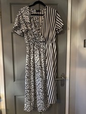 Pretty Little Thing Women’s Black And White Patterned Dress Size 14