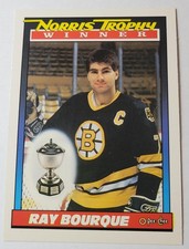 Vintage Boston Bruins Ray Bourque Norris Trophy Winner Hockey Card OPC 1991