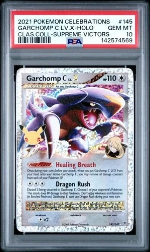PSA 10 Gem Mint GARCHOMP C LV.X 145/147 HOLO 2021 POKEMON CELEBRATIONS