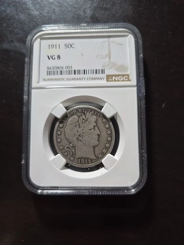 1911 50C Barber Half Dollar NGC GRADED VG8