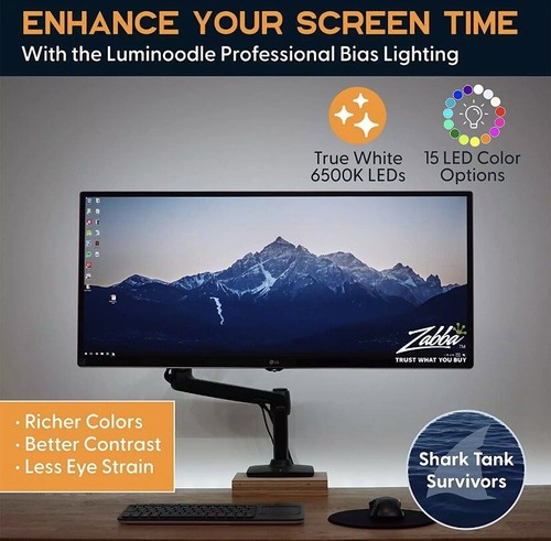 Luminoodle Professional Bias Lighting for HDTV | 6500K True White + 15 Color LED - Picture 2 of 12