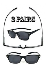 2 Pairs Retro Square Frame Hang Neck Reading Sunglasses Sun Reader UV Protect
