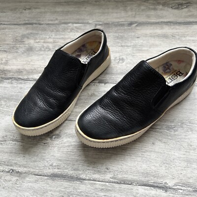 BORN BLACK LEATHER SLIP ON SNEAKERS MEN'S size US