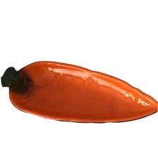 Carrot Shaped Mid Century Wood Tone Orange Vintage USA Pottery Serving Dish