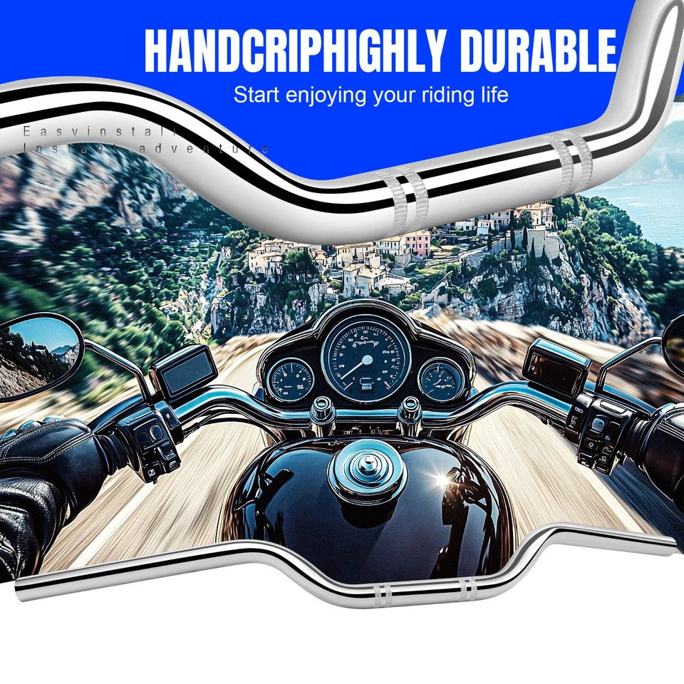 For ​Suzuki GSX 1100 550 600 750 1200 Chrome 7/8" Rise Drag Handlebar Tracker - Image 4 of 4
