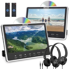 2x12" Car Headrest DVD Player Monitor Full HD 1080P Video HDMI USB SD W/ Headset