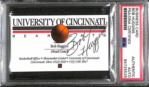 Bob Huggins "Cincinnati Final Four & HOF" Signed Autographed Business Card PSA