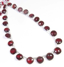 Natural Red Mozambique Garnet Coin Faceted Gems Beads 10.5"Strand 8-10mm GV-3468