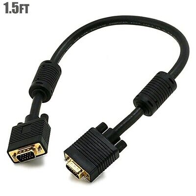 6 ft VGA Male to Male Computer Monitor Cable with Ferrites New Condition Beige